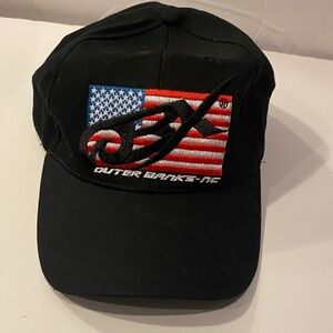 Outer Banks Black Cap with American Flag and Logo-adult